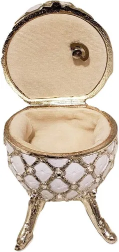 Vista 4 de Splendid Pearly White Egg Shaped Musical Jewelry Box with Playing A Time for Us