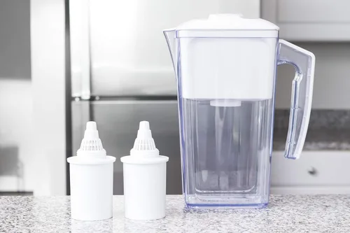 Vista 3 de Jarra de filtro de agua alcalina - Ionizador de agua pura saludable de 2.5 litros, dos filtros de carbón activado de 60 días, sin BPA, saludable