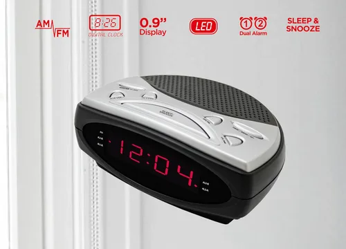 Vista 3 de HANNLOMAX Radio despertador HX-137CR, radio PLL AM/FM, alarma dual, pantalla LED de 0.9", solo operación de CA