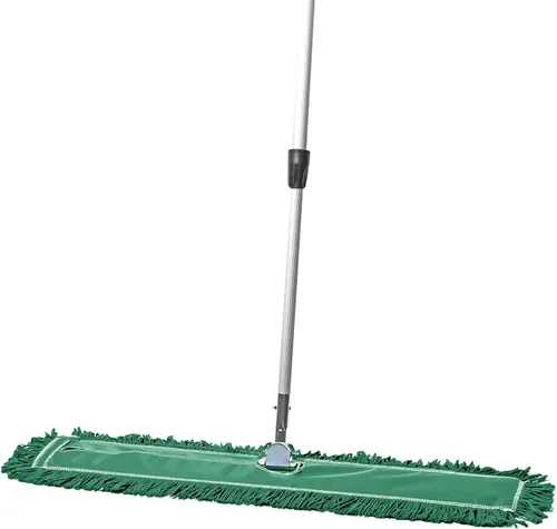 Vista 10 de Trapeador de polvo comercial azul de 24 pulgadas y barredora de piso con mango extensible, mopa para limpieza de suelos de madera, azulejos