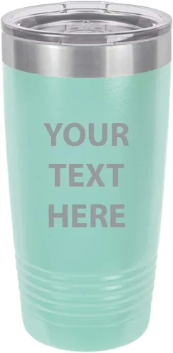 Vista 10 de Taza de café personalizable con texto personalizable y grabado láser de 20 onzas Azul