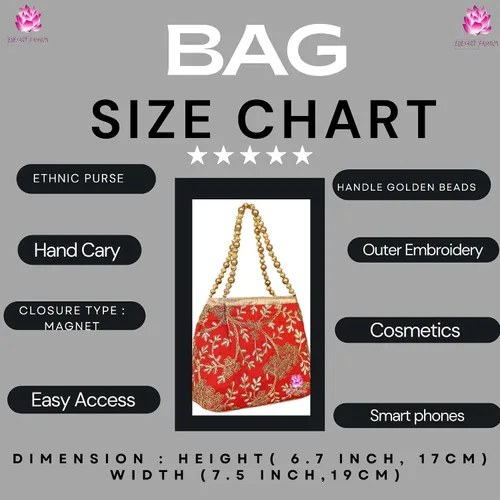 Vista 4 de Bolso de boda para niñas con diseño étnico indio Potli