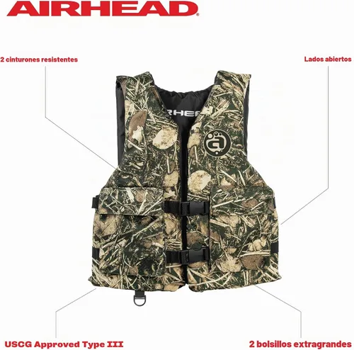 Vista 2 de Airhead Chaleco salvavidas deportivo con bolsillos para jóvenes y adultos