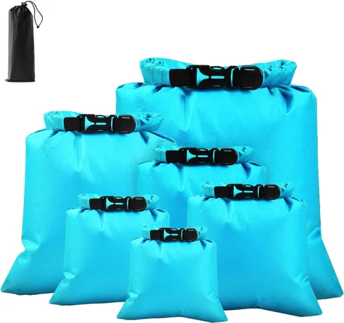 Vista 11 de 6 bolsas secas impermeables, bolsas secas ligeras para kayak, impermeables, bolsa impermeable al aire libre para kayak, senderismo, canotaje