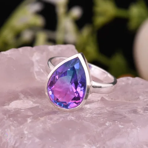 Vista 61 de PANOPLY Bio Pink Doublet Quartz Solid 925 Sterling Silver Ring for Women