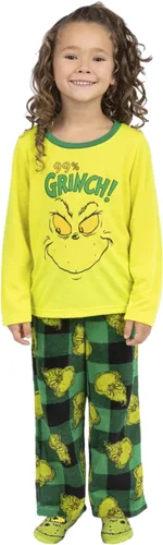 Vista 4 de Dr. Seuss Grinch - Conjunto de pijamas de Navidad para niños y adultos a juego, para familia, con medias
