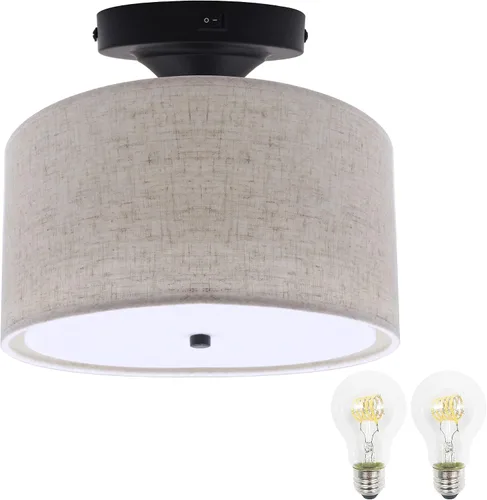 Vista 2 de Facon Lámparas colgantes de 12 V para autocaravana, luz de techo interior de 11 pulgadas con interruptor, 2 bombillas LED E26 reemplazables Lámpara