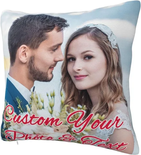 Vista 2 de Funda de almohada personalizada con texto de imagen, funda de almohada con foto personalizada, diseño personalizado para mamá, papá, amigos