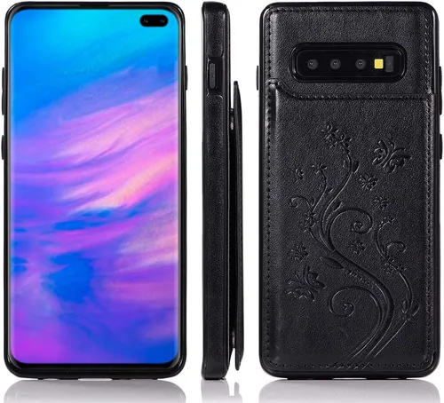 Vista 4 de Funda de teléfono para Samsung Galaxy S10 Plus con protector de pantalla de vidrio templado y tarjetero con soporte para tarjetero, accesorios