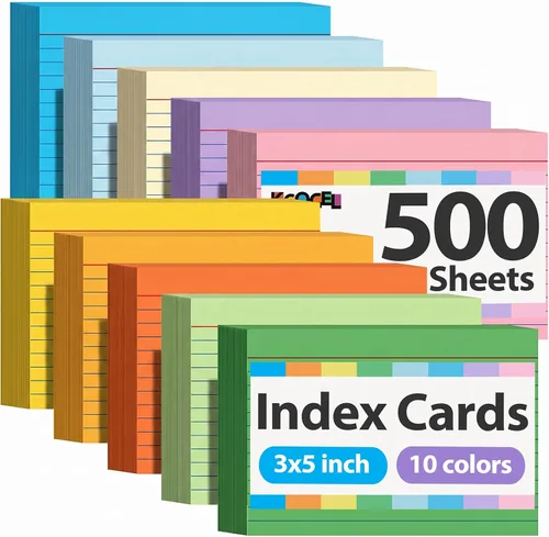 Vista 9 de Koogel - 200 tarjetas de índice de 3 x 5, tarjetas de índice de colores rayadas en ambos lados para la vuelta a clases, tarjetas de notas pesadas