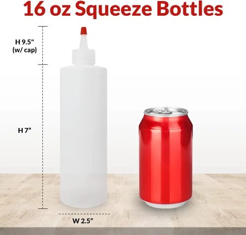 Vista 3 de Reli. Botellas de plástico para apretar, 16 onzas, paquete de 10