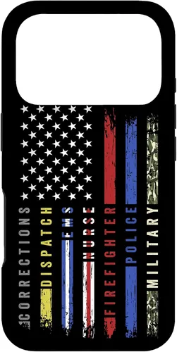 Vista 30 de First Responder Hero Flag Nurse EMS Police Fire Brigade - Carcasa militar para iPhone 17
