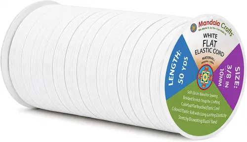 Vista 95 de Mandala Crafts 20 yardas 1/2 pulgada 0.472 in bandas elásticas beige