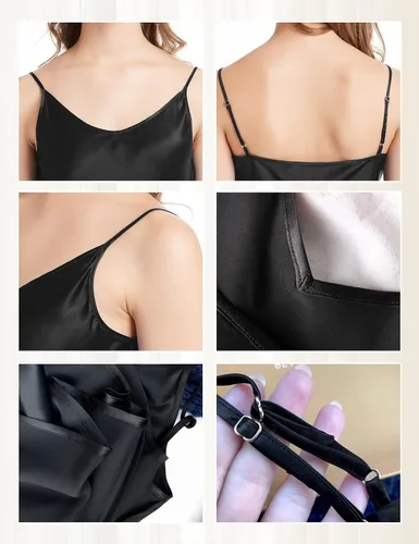 Vista 3 de LilySilk Camisola de Seda para Mujer 100% Seda de Mora de 19MM Básica Playeras Sin Mangas de Verano Top Clásico Holgado Negro