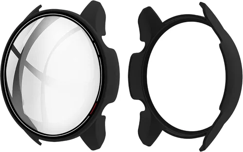 Vista 7 de Paquete de 2 fundas con protector de pantalla de vidrio templado compatible con Xiaomi Mi Watch, dureza 9H 360°, carcasa de PC completa negra +