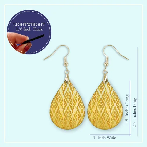 Vista 72 de Dangle Earrings for Women Colorful Dangling Drop Statement Jewelry Printed MDF Wood Teardrop Double Side Print Handmade by The Painted Pug