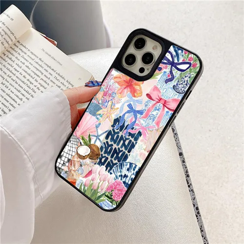 Vista 4 de Funda para iPhone 7 Plus/8 Plus, diseño moderno y estético de playa costera, parte trasera de policarbonato duro brillante, parachoques de TPU