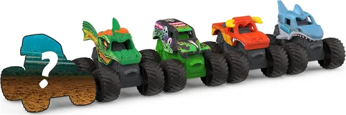 Vista 3 de Monster Jam, Mini camiones monstruo coleccionables oficiales, paquete de 5 con 1 camión misterioso, escala 1:87