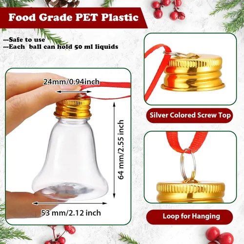 Vista 3 de Patelai 36 Piezas Bolas de Bebida de Navidad Adornos de Vaso de Chupito Transparente Adornos Rellenables para Árbol de Navidad Bombillas de Botella