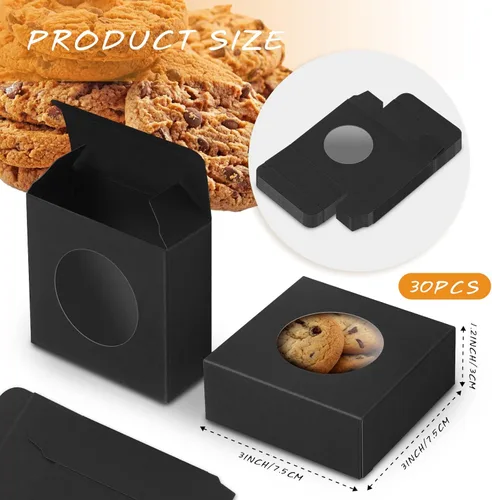 Vista 2 de Chinco 30 cajas de jabón cuadradas para jabones caseros, velas, 3 x 3 x 1.2 pulgadas, cajas de jabón con ventana transparente, pequeña caja de Negro