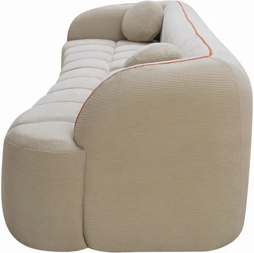 Vista 6 de 98.4 "Sofá de nube comprimida con asiento profundo, sin montaje, pana, camello