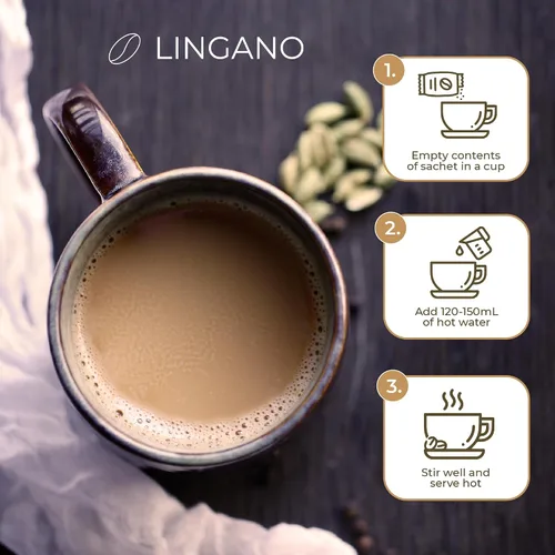 Vista 6 de Lingano Ganoderma Cafe Latte 3 en 1 - Café instantáneo de hongos Reishi - 20 sobres