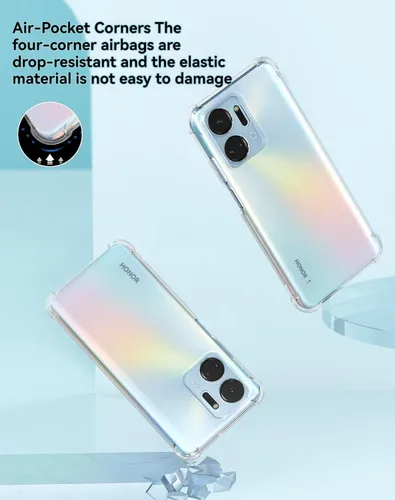 Vista 3 de USTIYA Funda para Honor X7A Clear TPU Cuatro Esquinas Cubierta Protectora Transparente Suave