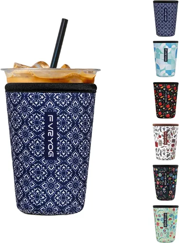 Vista 22 de Fundas de neopreno reutilizables aisladas para café helado, fundas para tazas de café helado, fundas para bebidas heladas y calientes