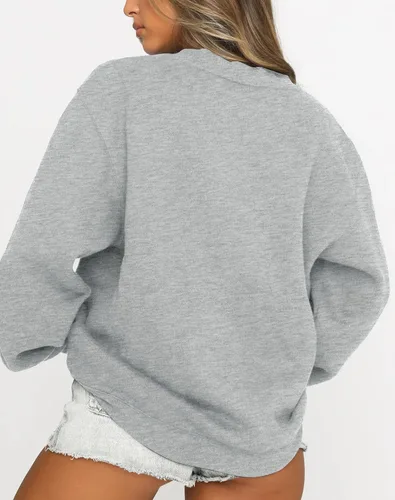 Vista 4 de Fanway&EC Sudadera de manga larga para mujer, casual, cuello redondo, sudadera con capucha de gran tamaño, para otoño