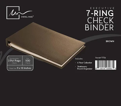 Vista 7 de Inkline Executive - Carpeta de 7 anillos, piel sintética de alta calidad, capacidad de 500 cheques, para hojas de 9 x 13 pulgadas, con organizador