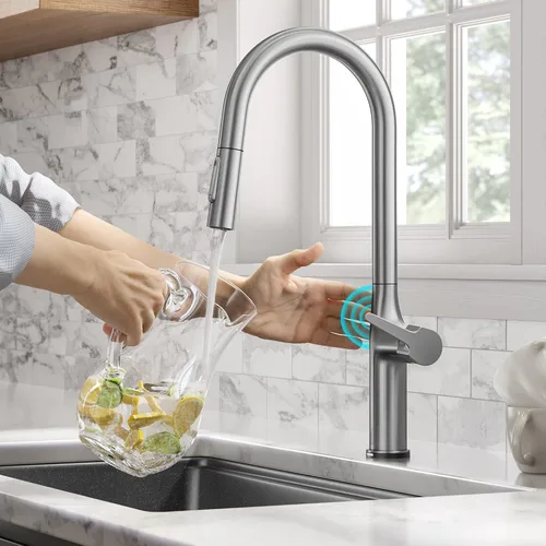 Vista 22 de Kraus Oletto - Grifo de cocina contemporáneo con un solo mango extraíble en cromado, KPF-3104CH
