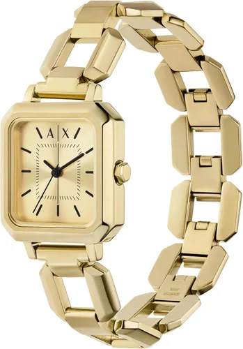 Vista 2 de Reloj Armani Exchange AX para mujer, reloj cuadrado para mujer con correa de acero inoxidable o cuero