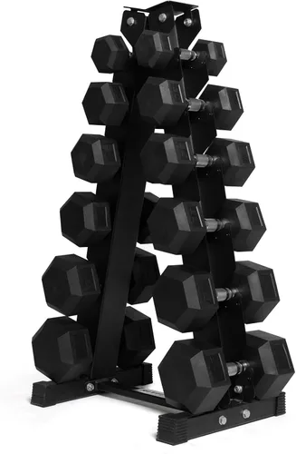 Vista 23 de RitFit Juego de mancuernas hexagonales revestidas de PVC de 5 a 650 libras con estante opcional para gimnasio en casa, peso de mano con mango
