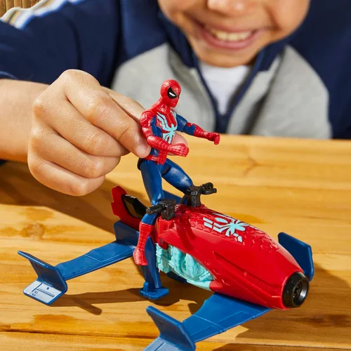 Vista 5 de Marvel Epic Hero Series Web Splashers Spider-Man Hydro Jet Blast, figura de acción de 4 pulgadas y juego de vehículos, juguetes de superhéroes