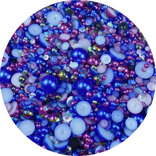 Vista 12 de Cuentas de resina con diamantes de imitación, mitad redonda, cuentas de perlas planas de 30 g, cuentas de media perla con diamantes de imitación