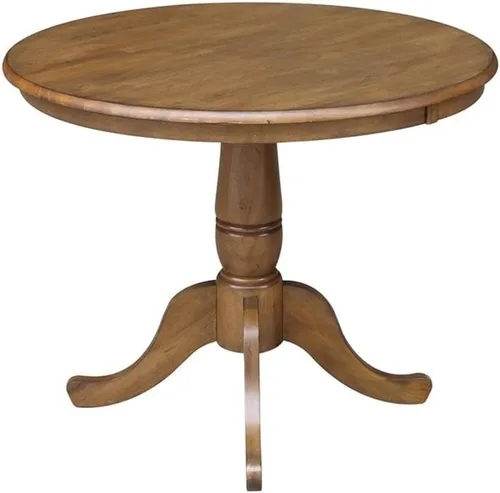 Vista 4 de Whitewood Industries International Concepts Mesa de pedestal redonda Pecan Nuez pacana
