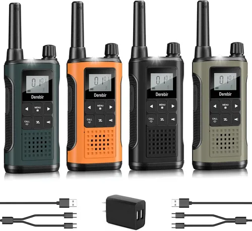 Vista 13 de Rechargeable Walkie Talkies for Adults Long Range-4 Pack Black & Blue & Orange & Yellow