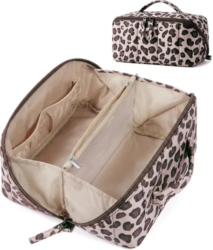 Vista 10 de BAGSMART Bolsa de Maquillaje de Viaje para Mujeres, Estuche Cosmético Portátil Resistente al Agua, Organizador de Maquillaje Acolchado Abultado