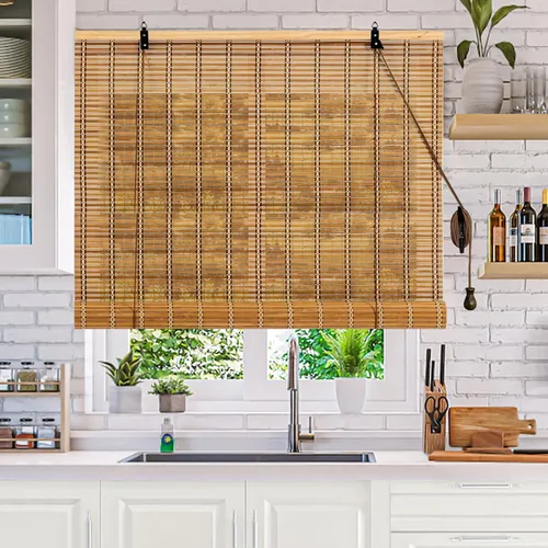 Vista 3 de Persianas de bambú, persianas de bambú para ventanas interiores, cortinas enrollables fáciles de instalar, cortinas romanas con filtro de luz