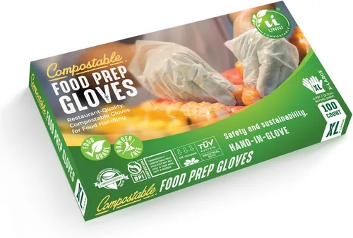 Vista 2 de UNNI Compostable Food Prep Gloves, For Food Handling, ASTM D6400, US BPI, CMA & Europe OK Compost Certified