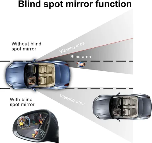 Vista 2 de Espejo retrovisor convexo de punto ciego, ajustable, sin marco, de gran ángulo, con forma de ventilador, de cristal HD, adhesivo 3M para SUV