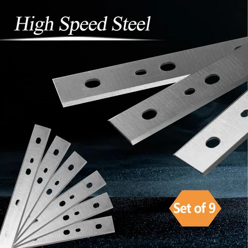 Vista 4 de HSS - Cuchillas cepilladoras para DW735 de 13 pulgadas (DW7352 735X) tratadas térmicamente, doble cara, juego de 9 piezas de repuesto