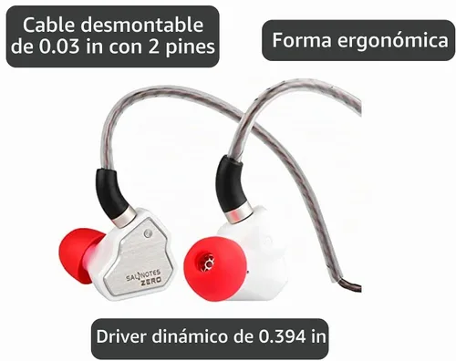 Vista 3 de Linsoul 7Hz Salnotes Zero HiFi 0.394 in Dynamic Driver In-Ear Earphone IEM con diafragma compuesto de metal placa frontal de acero inoxidable Blanco
