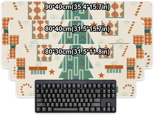 Vista 2 de Retro Geometric Gift Box Mouse Pad Large Gaming Mousepad with Non- Slip Rubber Base Smooth Face Gaming Pad Laptop Mat Office Desk Organizers and