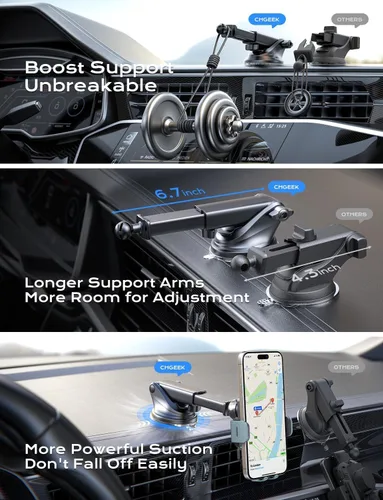 Vista 5 de Cargador de Coche Inalámbrico, Carga Rápida de 15W, Cargador de Coche con Abrazadera Automática, Soporte para Teléfono Compatible con iPhone 15 14