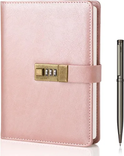 Vista 11 de WEMATE Diario con Cerradura, Diario A5 de Cuero PU con Cerradura 240 Páginas, Diario de Cerraduras Vintage, Cuaderno de Contraseña con Bolígrafo
