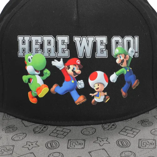 Vista 3 de Super Mario Bros Here We Go - Gorra negra para niño, Negro