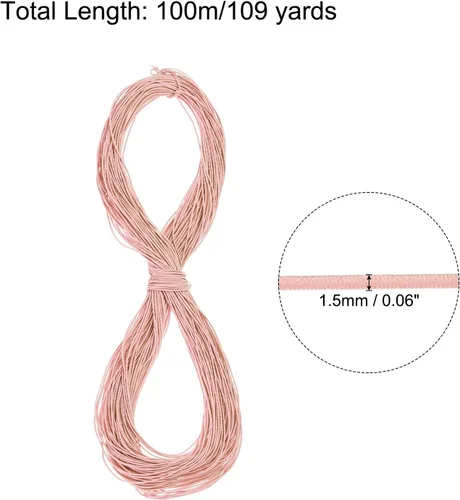 Vista 2 de PATIKIL Cuerda elástica elástica de 109 yardas (328.1 ft), cuerda elástica pesada de 0.059 in, albaricoque para manualidades, correas de gancho