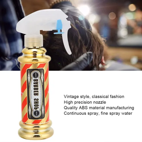 Vista 2 de Dioche Botella de spray de agua de peluquería, botella de spray de peluquería Salon Barbería Hair Styling Water Spray Kettle 5.1 fl oz (dorado)
