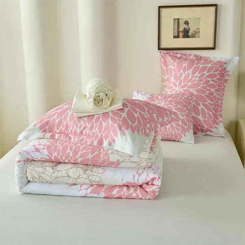 Vista 8 de Koniroom 6-Piece Pink Comforter Set Twin Size - Reversible Beige White Flower Bed in a Bag with Sheets, Pillowcases, Shams, and Decorative Pillow